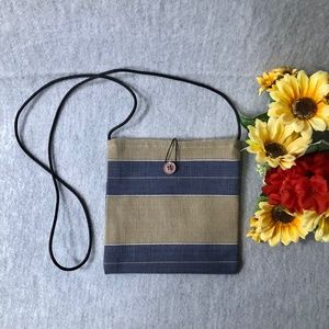 NWOT - Tan & Blue Striped Lightweight Mini Bag